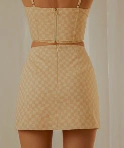 Peppermayo Exclusive Sunday Girl Mini Skirt - Neutral Check