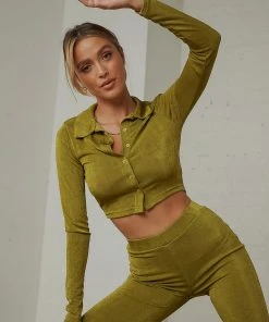 Peppermayo Exclusive Hansen Crop Shirt - Moss Green New & Most Loved