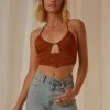 Peppermayo Dancing On Tables Crop Top - Brown New & Most Loved