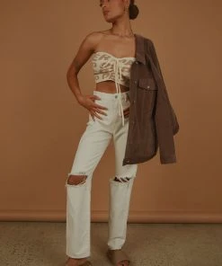 Abrand New & Most Loved A 94 High Straight Jean - White Fade Rip 4 Abrand New & Most Loved A 94 High Straight Jean - White Fade Rip