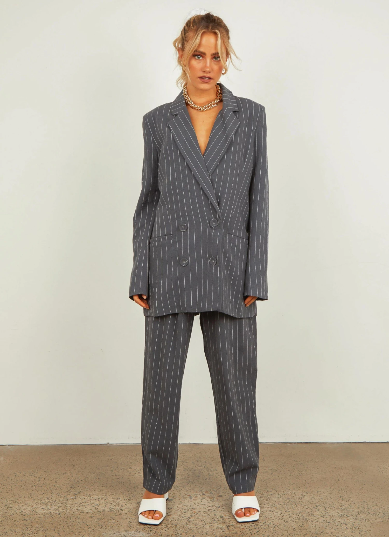 Nude Lucy Finley Pinstripe Blazer - Navy Pinstripe 5 Nude Lucy Finley Pinstripe Blazer - Navy Pinstripe