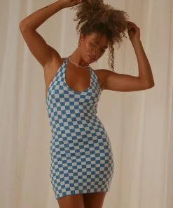 Peppermayo To The Limit Knit Halter Dress - Blue