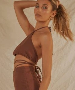 Peppermayo Exclusive New & Most Loved Last Champagne Linen Halter - Choc Brown 10 Peppermayo Exclusive New & Most Loved Last Champagne Linen Halter - Choc Brown