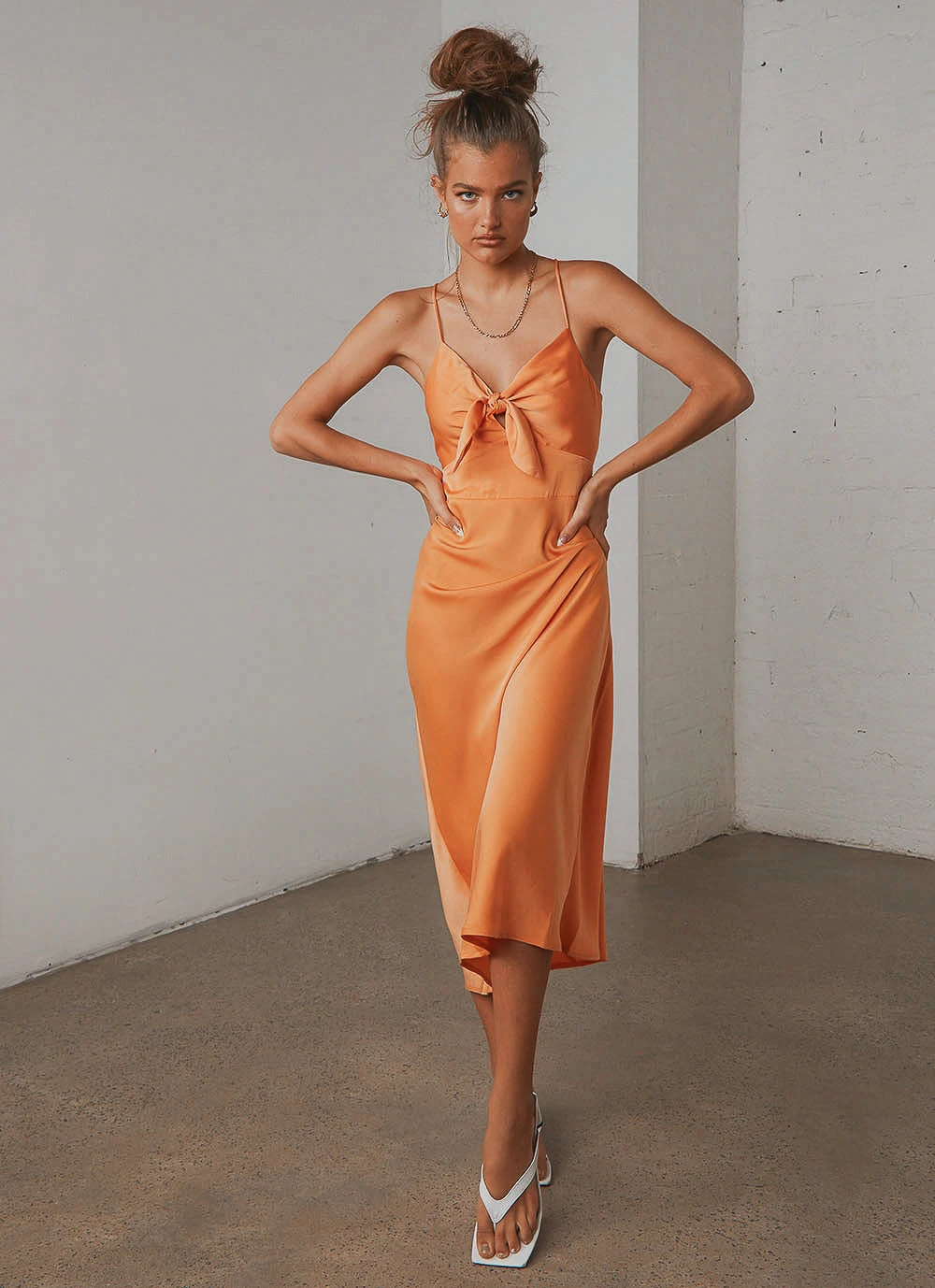 Peppermayo Model Check Midi Dress - Orange 5 Peppermayo Model Check Midi Dress - Orange