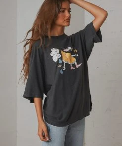 Afends At Your Service Hemp Oversized Tee - Stone Black