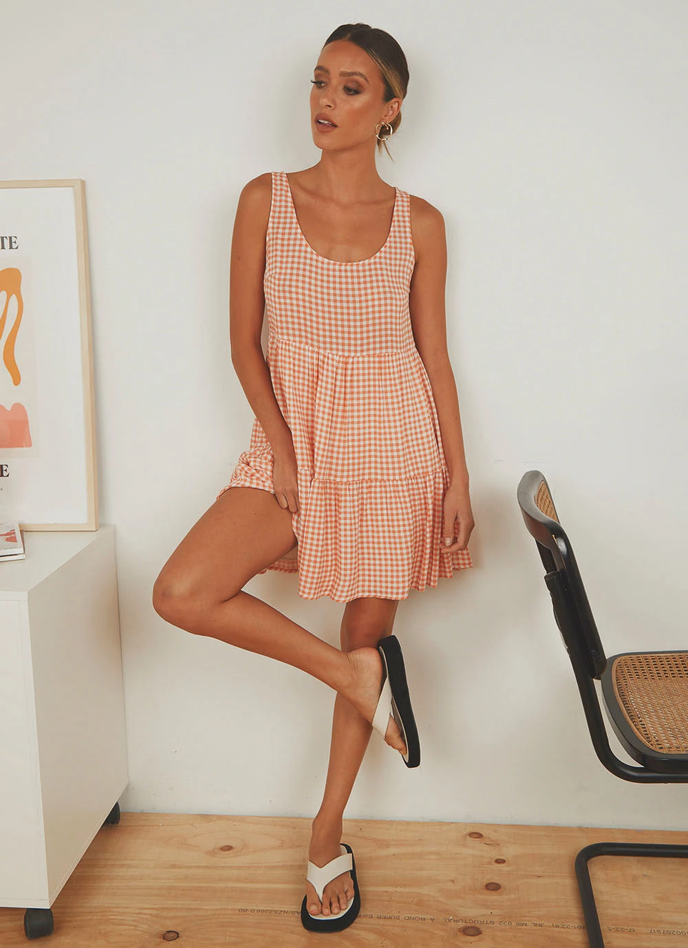 Peppermayo Facing The Sun Mini Dress - Peach Gingham New Dresses 5 Peppermayo Facing The Sun Mini Dress - Peach Gingham New Dresses