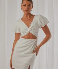 Peppermayo Our Time Linen Mini Dress - White