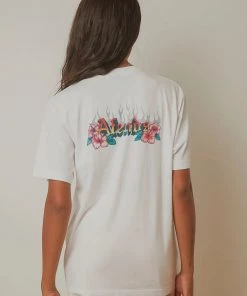 Afends Powerlines Retro Fit Tee - White 6 Afends Powerlines Retro Fit Tee - White