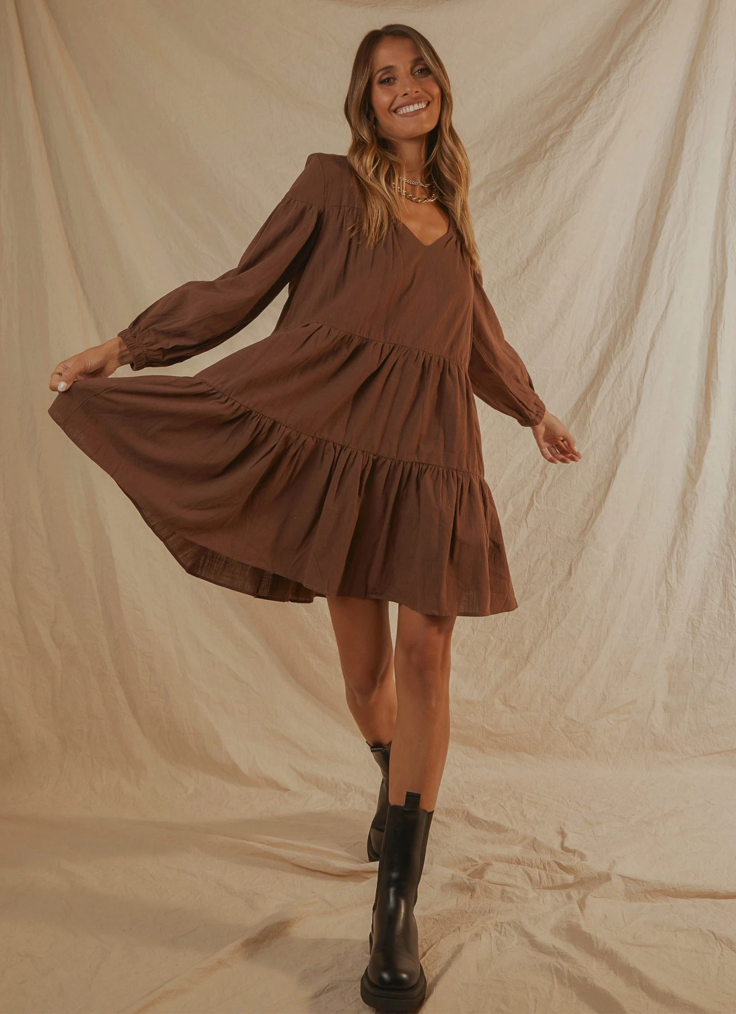 Peppermayo Camila Mini Dress - Choc Brown 4 Peppermayo Camila Mini Dress - Choc Brown