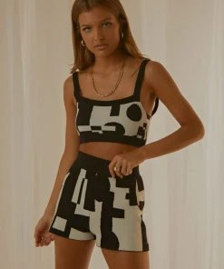 Peppermayo Exclusive New & Most Loved Remix It Knit Short - Black And White Geo 9 Peppermayo Exclusive New & Most Loved Remix It Knit Short - Black And White Geo