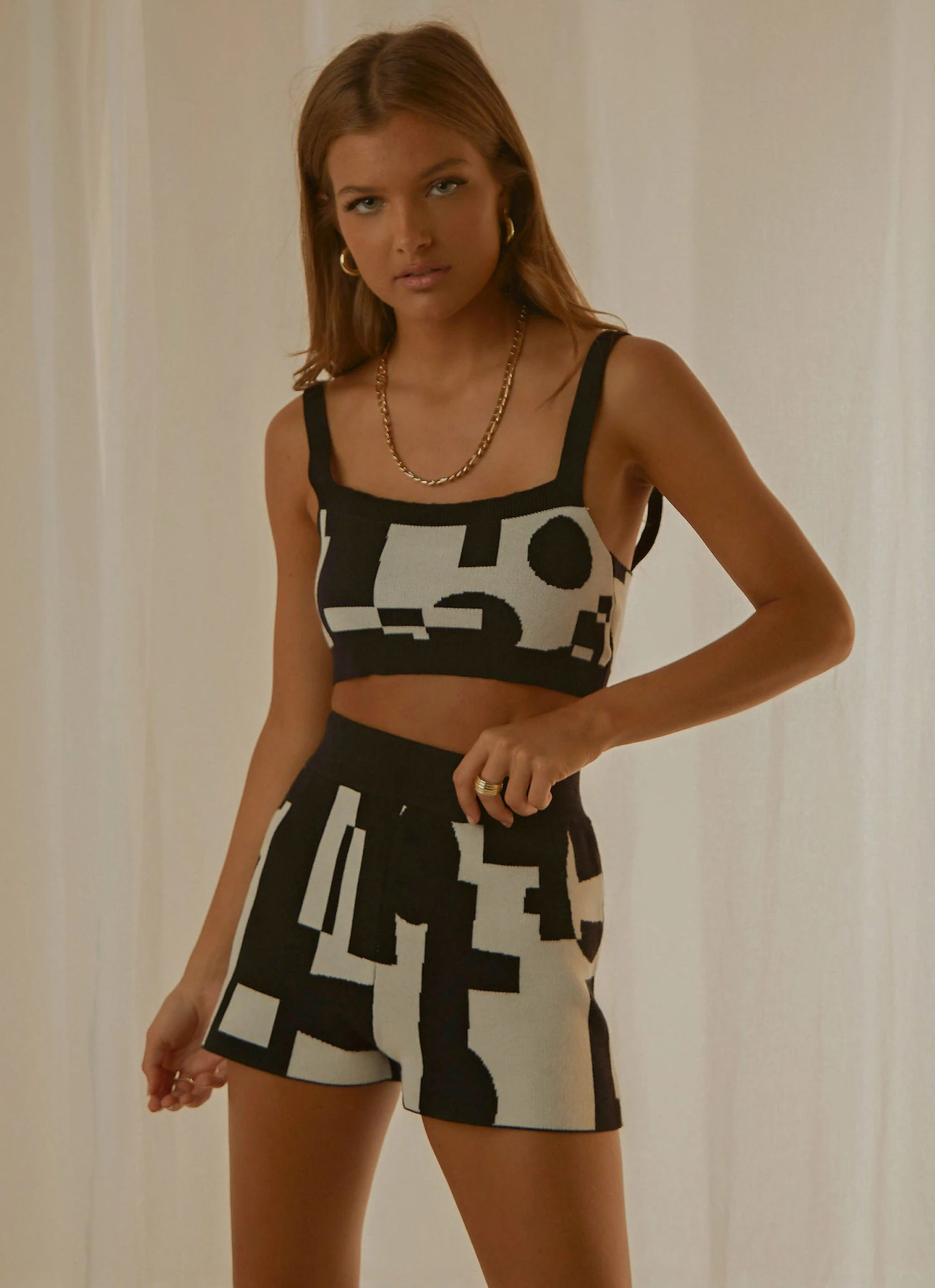 Peppermayo Exclusive New & Most Loved Remix It Knit Short - Black And White Geo 4 Peppermayo Exclusive New & Most Loved Remix It Knit Short - Black And White Geo