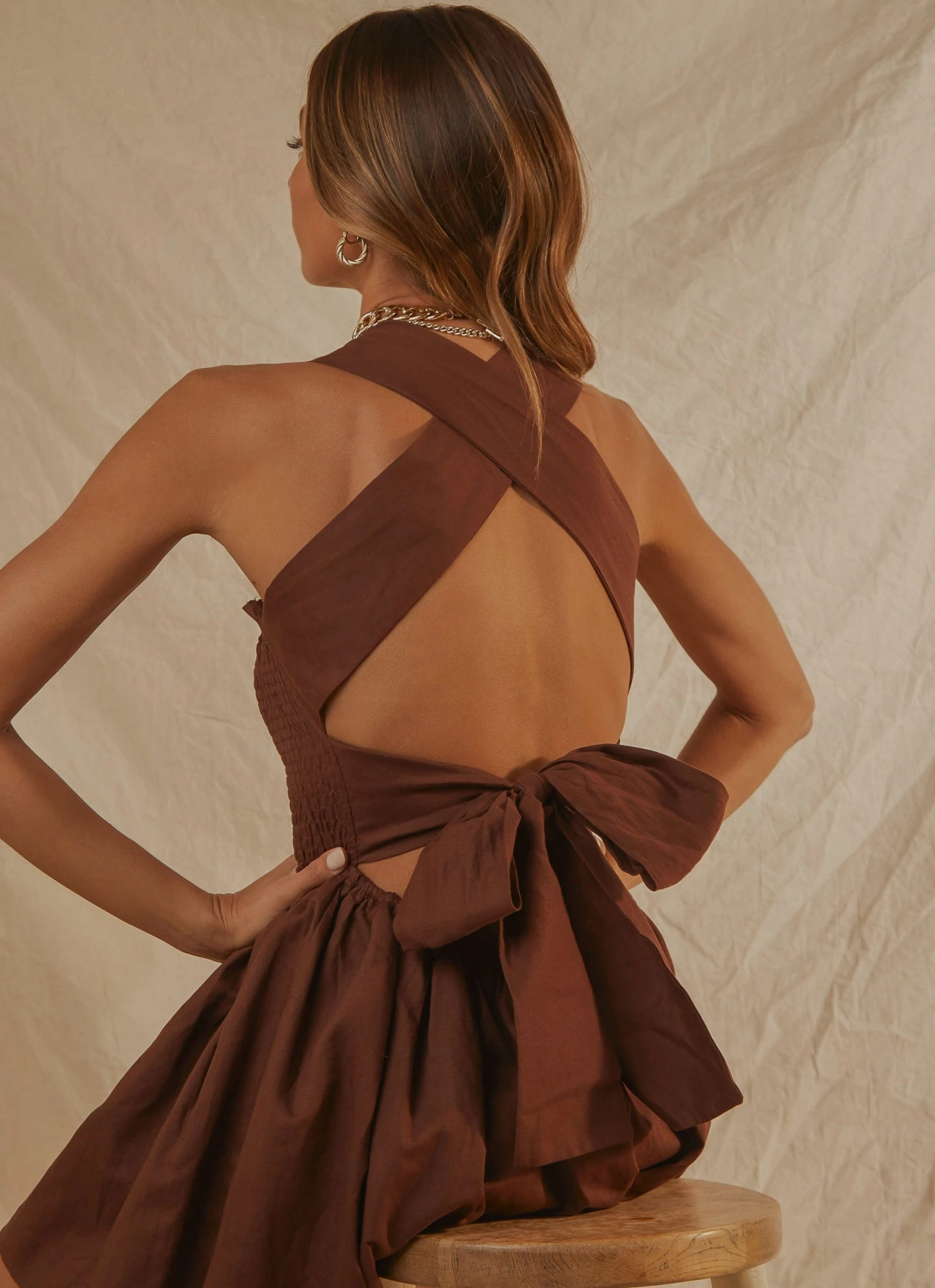 Peppermayo Exclusive European Towns Linen Mini Dress - Choc Brown New & Most Loved 4 Peppermayo Exclusive European Towns Linen Mini Dress - Choc Brown New & Most Loved