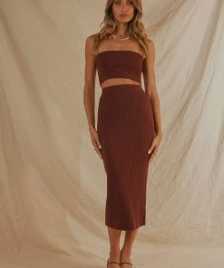 Peppermayo Welcome To The World Midi Skirt - Chocolate New & Most Loved