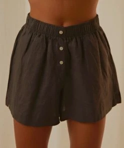 Nude Lucy Nude Linen Lounge Short - Coal