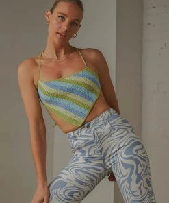 Peppermayo Exclusive New & Most Loved Cancun Crochet Halter Top - Blue Green