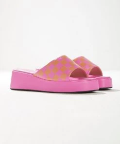 Cult Avenue New & Most Loved Cindy Mule - Pink And Orange Checkerboard