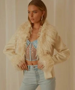 Peppermayo Exclusive Maddy Faux Fur Jacket - Ivory New & Most Loved