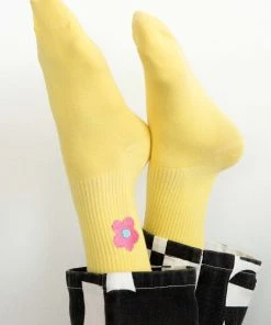 Peppermayo Thinkin About You Socks - Lemon