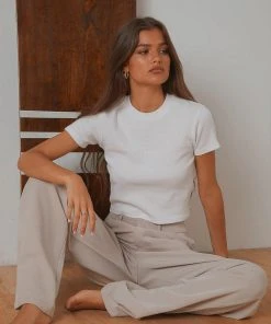 Afends New & Most Loved Erin Waffle Fitted Tee - White