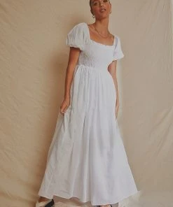 National Breast Cancer Foundation X Peppermayo Florence Linen Maxi Dress - White