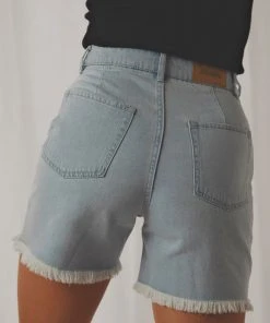 Afends Shelby Denim Cut Off Short - Stone Blue 11 Afends Shelby Denim Cut Off Short - Stone Blue