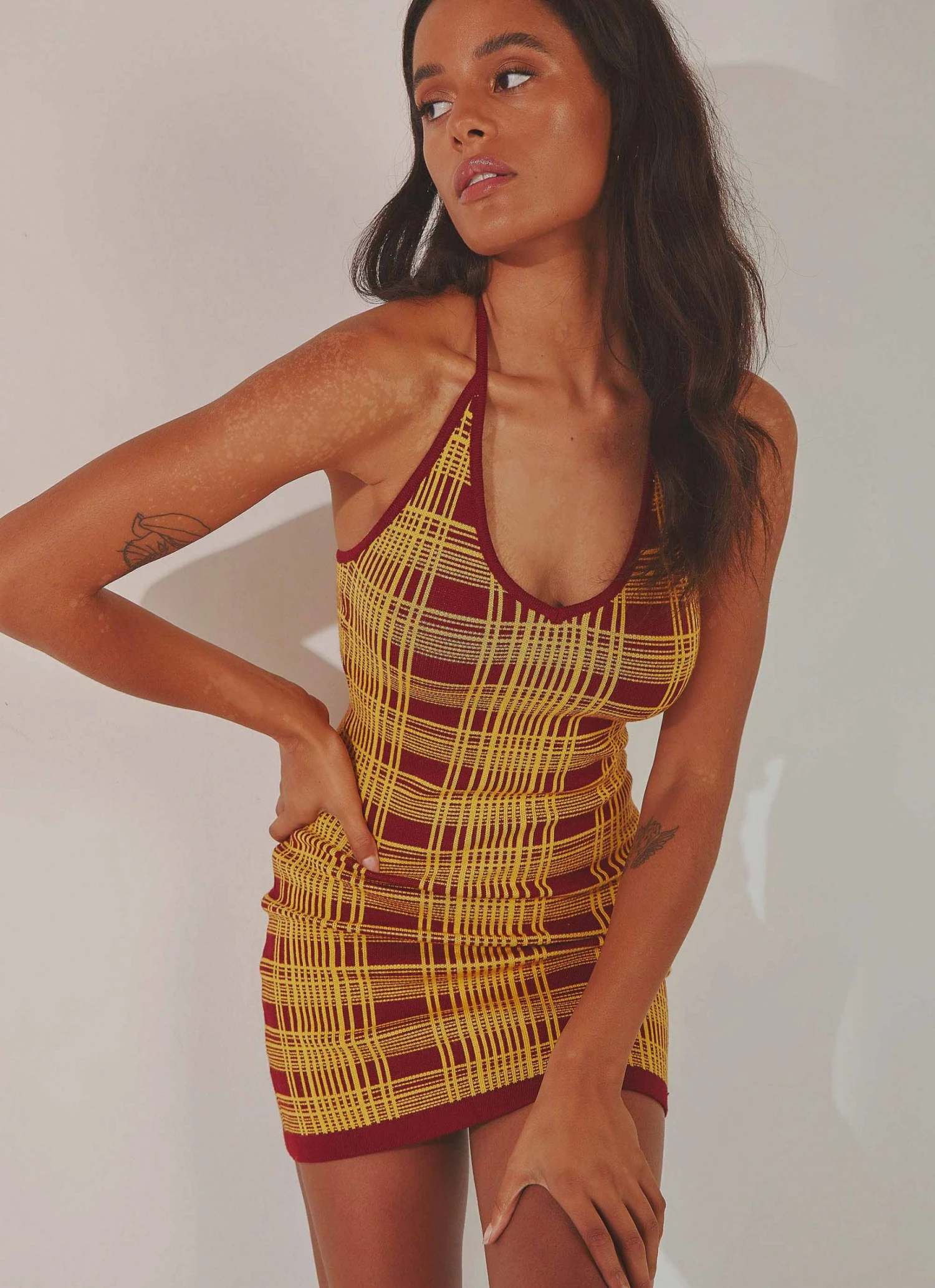 Peppermayo California Cool Knit Mini Dress - Yellow Brown 3 Peppermayo California Cool Knit Mini Dress - Yellow Brown