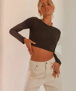 Peppermayo All She Wrote Crop Top - Black New & Most Loved