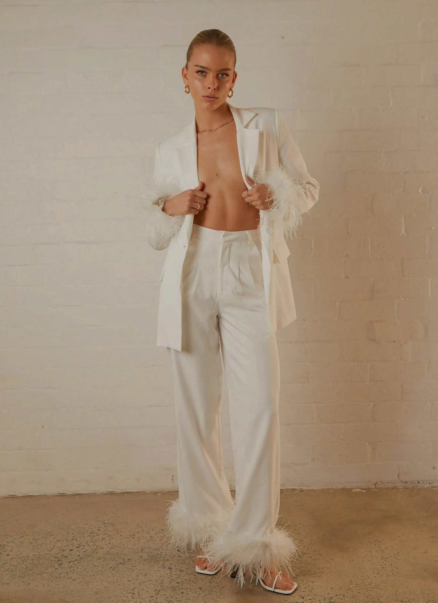 Peppermayo Exclusive Shake It Off Feather Pants - Snow - Pre-Order New & Most Loved 3 Peppermayo Exclusive Shake It Off Feather Pants - Snow - Pre-Order New & Most Loved