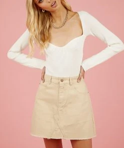Peppermayo Fade Away Denim Skirt - Beige