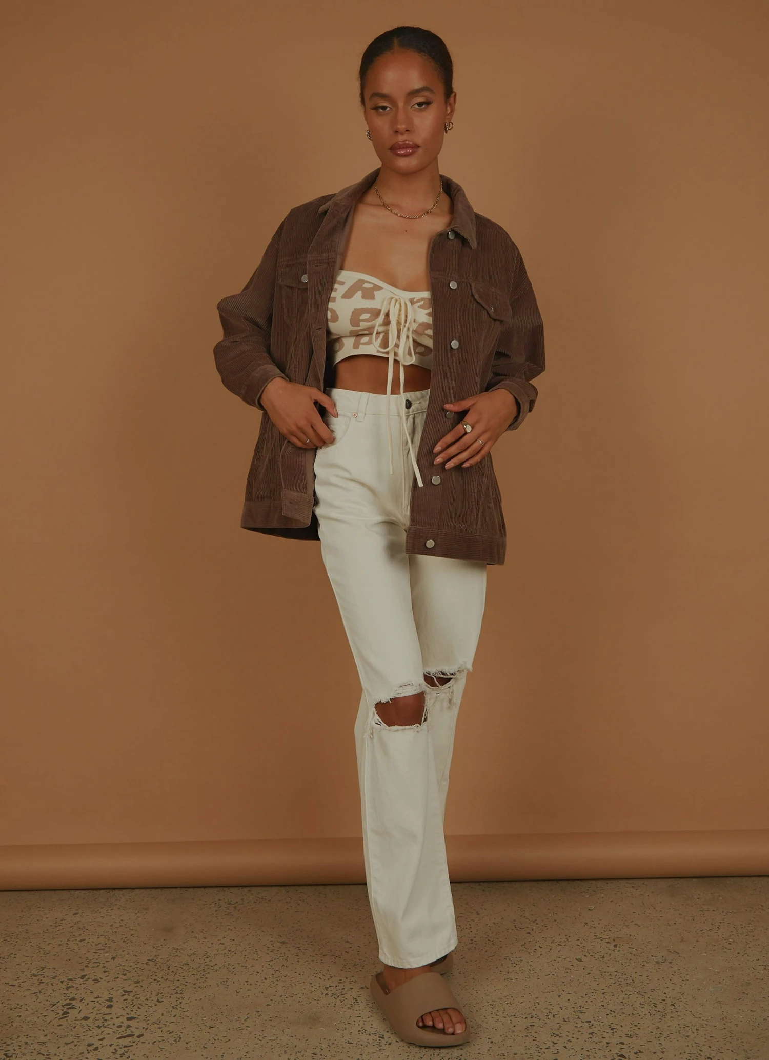 Nude Lucy Binx Longline Cord Jacket - Smoke 4 Nude Lucy Binx Longline Cord Jacket - Smoke