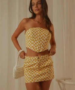 Peppermayo Exclusive Luisa Mini Skirt - Yellow Check New & Most Loved