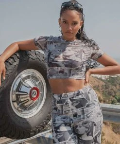 Riley Hubatka X Peppermayo Subway Style Mesh Baby Tee - Riley Collage New & Most Loved