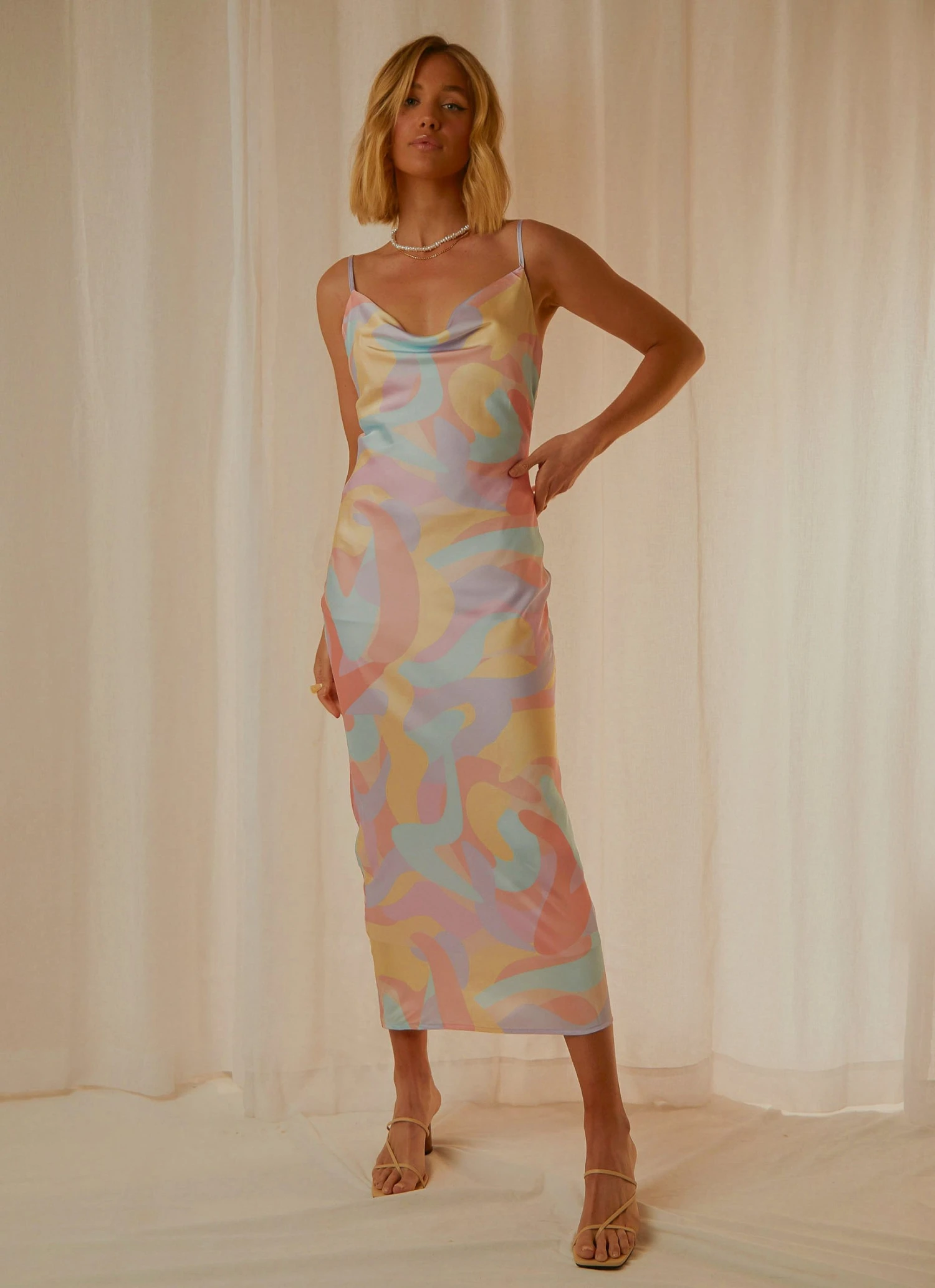 Peppermayo Exclusive Art Films Cowl Maxi Dress - Pastel Wave Peppermayo Exclusive Art Films Cowl Maxi Dress - Pastel Wave