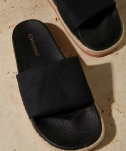 Superga 1908 Slides Organic Canvas Rop - 005 Black New & Most Loved