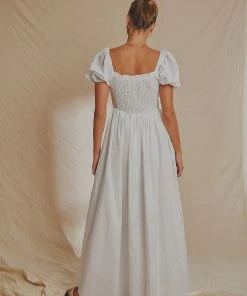 National Breast Cancer Foundation X Peppermayo Florence Linen Maxi Dress - White