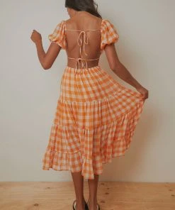 Peppermayo Blissful Midi Dress - Orange Check 6 Peppermayo Blissful Midi Dress - Orange Check
