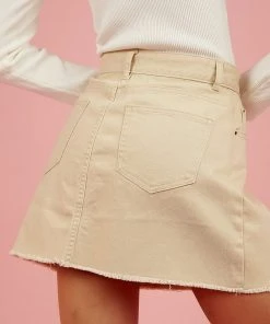 Peppermayo Fade Away Denim Skirt - Beige