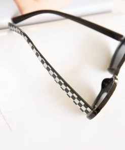 Peppermayo Poolside Mimosas Sunglasses - Black And Whiter White Check