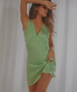 Peppermayo Exclusive Audrey Vintage Slip Dress - Lime Check Warp New & Most Loved 5 Peppermayo Exclusive Audrey Vintage Slip Dress - Lime Check Warp New & Most Loved