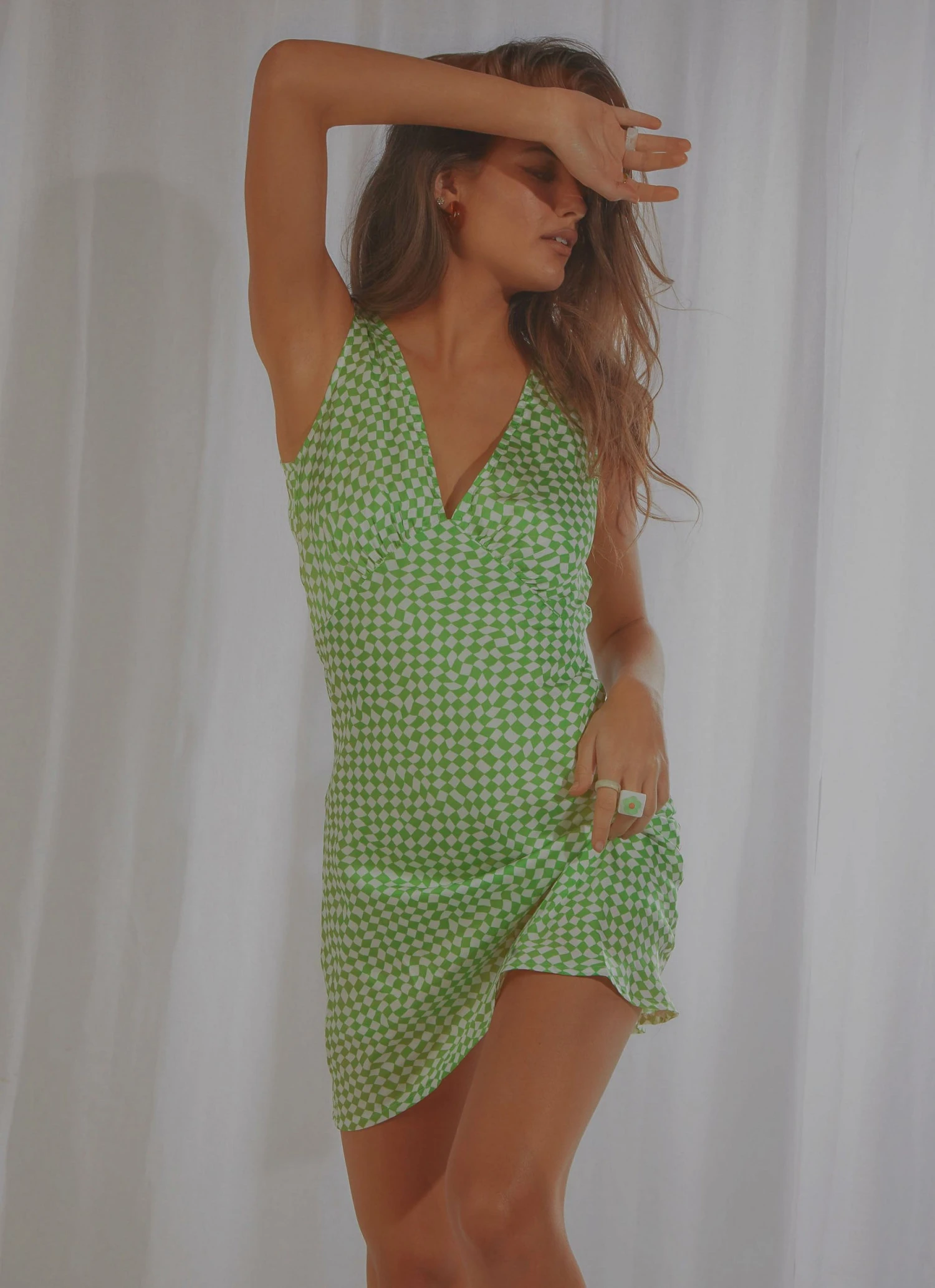 Peppermayo Exclusive Audrey Vintage Slip Dress - Lime Check Warp New & Most Loved Peppermayo Exclusive Audrey Vintage Slip Dress - Lime Check Warp New & Most Loved