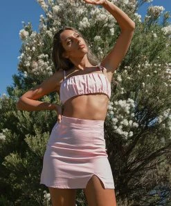 Peppermayo Exclusive The Avenue Linen Mini Skirt - Pink New & Most Loved