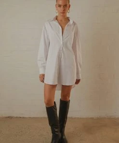 Peppermayo Exclusive Downtown Love Shirt Dress - White New & Most Loved