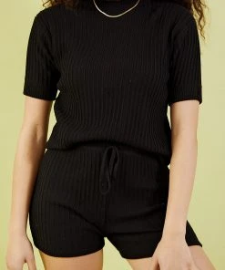 Rue Stiic New & Most Loved Evy Knit Shorts - Black