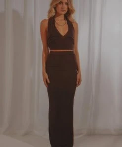 Peppermayo Exclusive On Arrival Midi Skirt - Choc Brown New & Most Loved