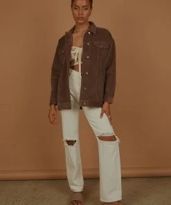 Nude Lucy Binx Longline Cord Jacket - Smoke