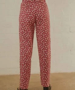 Afends Shelby Hemp Print Wide Leg Pant - Red