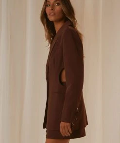 Peppermayo Exclusive Fashion Confidential Cut Out Blazer - Chocolate New & Most Loved 10 Peppermayo Exclusive Fashion Confidential Cut Out Blazer - Chocolate New & Most Loved