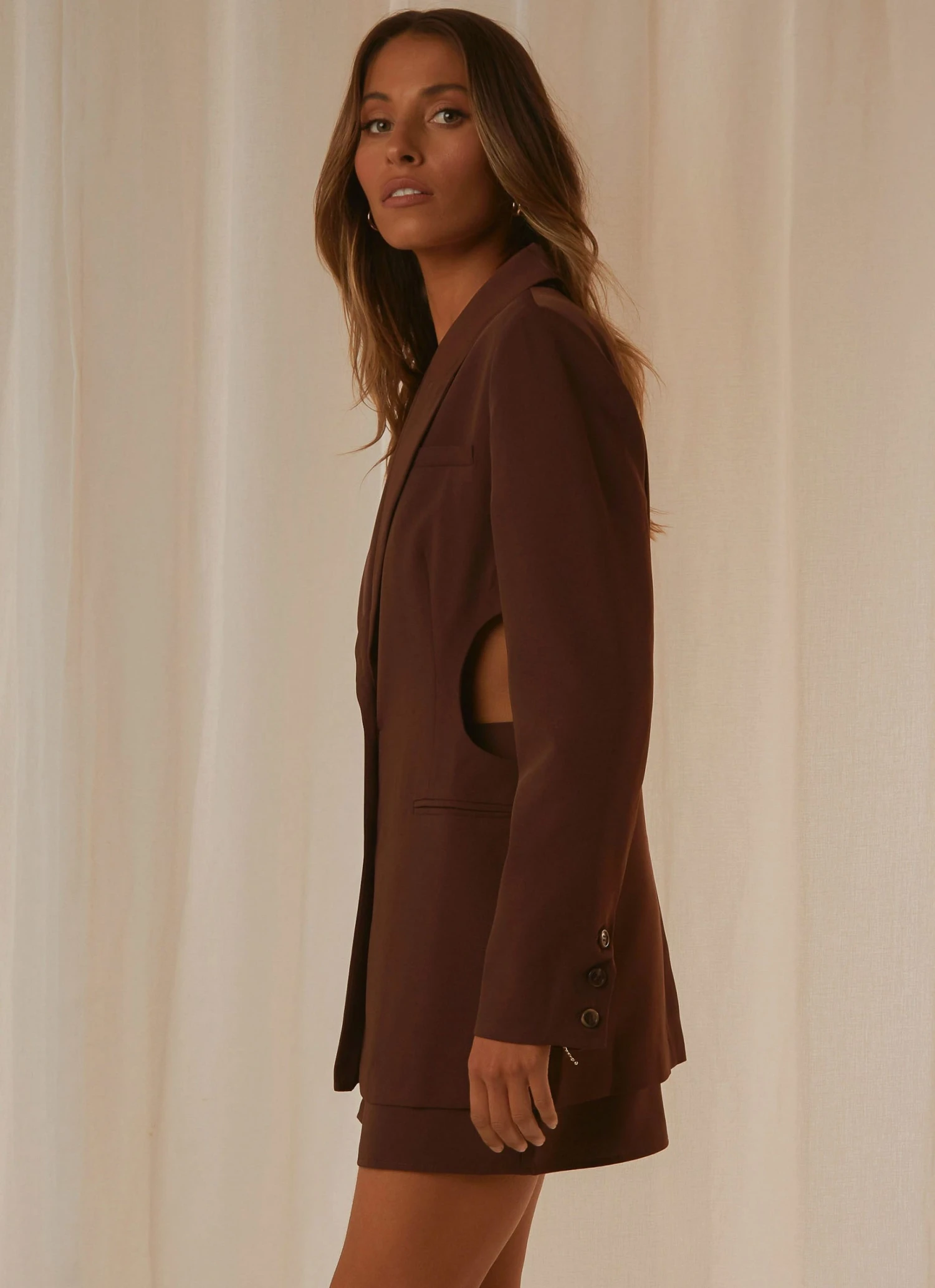 Peppermayo Exclusive Fashion Confidential Cut Out Blazer - Chocolate New & Most Loved 6 Peppermayo Exclusive Fashion Confidential Cut Out Blazer - Chocolate New & Most Loved
