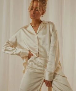 4th & Reckless Ward Shirt - Nude Satin New & Most Loved