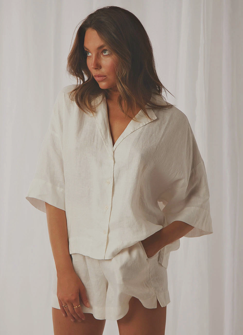 Nude Lucy Nude Linen Lounge Shirt - White New Tops 8 Nude Lucy Nude Linen Lounge Shirt - White New Tops